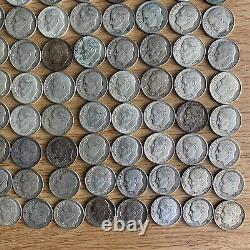 105 Roosevelt Dimes Lot (1950s-1964), 90% SILVER