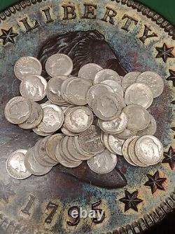 1940's MIX Roll Of Silver Roosevelt Dimes Tp- 4537
