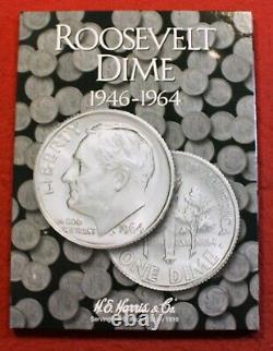 1946-1964 Complete Set Roosevelt Dimes Circ New Harris Folder Book Album RD48