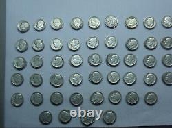 1946-1964-P-D-S Silver Roosevelt Dimes (48 coins) Average Circulated condition