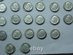 1946-1964-P-D-S Silver Roosevelt Dimes (48 coins) Average Circulated condition