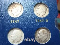 1946 1972 US Roosevelt Dime Set In Old Whitman Coin Book ALL Silver Dimes Inc