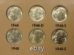 1946-2017 Roosevelt Dime Set 229 Coins (74 Silver) DANSCO with Silver Proofs, 96-W