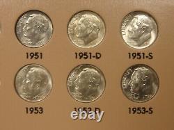 1946-2017 Roosevelt Dime Set 229 Coins (74 Silver) DANSCO with Silver Proofs, 96-W