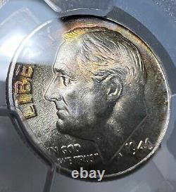 1946 D Roosevelt Dime PCGS MS67FB Toned Silver Coin 10C