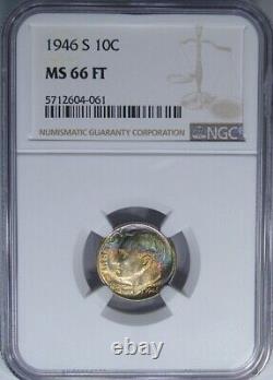 1946-s 10c Ngc Ms66ft Roosevelt Two-sided Rainbows & Inverted S