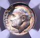 1947-D Roosevelt Silver Dime NGC MS64 Star Rainbow Toned