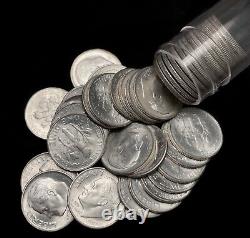 1947-S Uncirculated Silver Roosevelt Dime Roll 50 Coins, San Francisco Mint