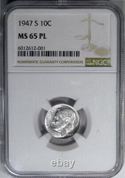 1947-s 10c Ngc Ms65pl Prooflike Roosevelt San Serif S & Discovery RPM