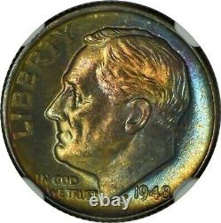 1948-D Roosevelt DIME NGC MS67+FT Colorful Toning Registry Quality