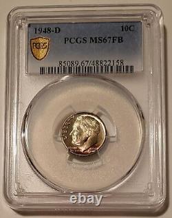 1948 D Roosevelt Dime MS67 FB PCGS GSH