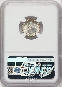 1948-D Silver Dime NGC MS68FT Full Bands Beautiful Rainbow Tone Fantastic Luster