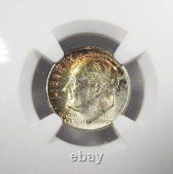 1949-D Low Pop Silver Roosevelt Dime NGC MS67+ Toned Coin AJ146