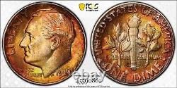1949-D Roosevelt 10c Silver Dime PCGS MS 67 FB Toned Full Bands