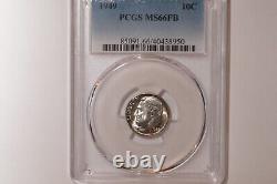 1949 Roosevelt Dime Graded Pcgs Ms66fb Toned