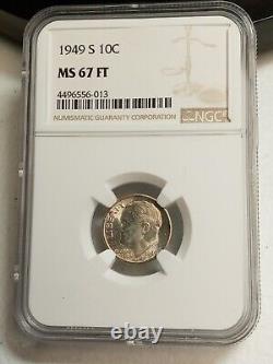 1949-S 10c Roosevelt Silver Dime NGC MS 67 FT