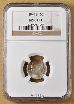 1949 S Roosevelt Silver Dime NGC MS67+ Star with Nice Toning