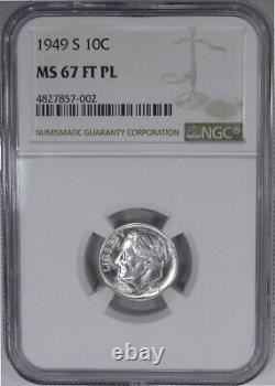 1949-s 10c Ngc Ms67ft Prooflike Roosevelt Dime Single Finest Known