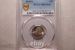 1949-s Roosevelt Dime Graded Pcgs Ms67fb Heavy Toning