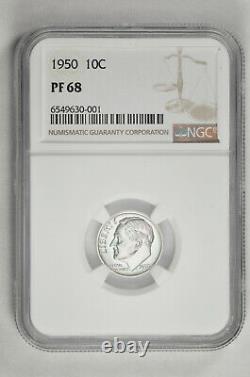 1950 10C Proof Silver Roosevelt Dime NGC PF 68
