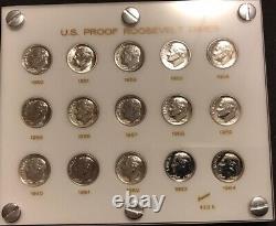 1950-1964 Silver Proof Roosevelt Dimes (15) White Capital Holder