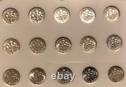 1950-1964 Silver Proof Roosevelt Dimes (15) White Capital Holder