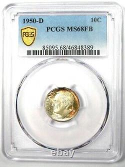 1950-D Roosevelt Dime 10C Coin Certified PCGS MS68 FB (FT) $2,400 Value