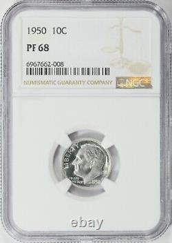 1950 Proof Roosevelt Dime 10c Ngc Certified Pf 68