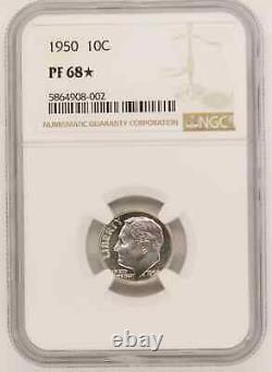 1950 Proof Roosevelt Dime 10c Ngc Certified Pf 68 Star Proof (002)