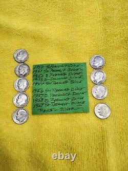 1950 + Roosevelt Dimes Lot of 9