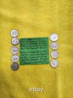 1950 + Roosevelt Dimes Lot of 9