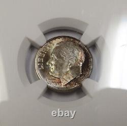 1950 S NGC MS68 TONED Silver Roosevelt Dime 10c US Coin #40337A