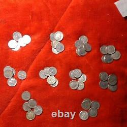 1950's 90% Silver Roosevelt Dimes Roll 50 Coin Lot 1