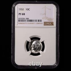 1951 PROOF Roosevelt Silver Dime 10c NGC GRADED PF68 BETTER DATE