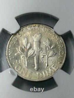 1951 S Roosevelt Dime NGC MS68 Nicely Toned