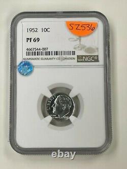 1952 10C Roosevelt Dime NGC PF69 90% Silver US Coin (SZ536)