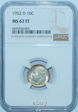 1952 D NGC MS67FT Full Torch Roosevelt Silver Dime