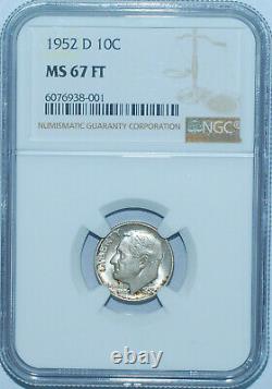 1952 D NGC MS67FT Full Torch Roosevelt Silver Dime
