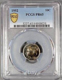 1952 Toned Roosevelt Proof Silver Dime, PCGS PR65, Monster Rainbow Toning