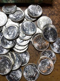 1952-p Roosevelt Dime Roll, Bu! 50 Coins