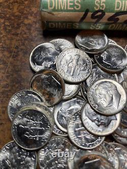 1952-p Roosevelt Dime Roll, Bu! 50 Coins
