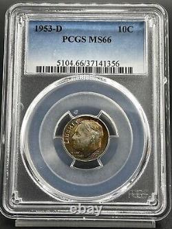 1953-D Roosevelt Dime PCGS MS66 Beautiful Toning