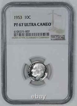 1953 Proof Roosevelt Dime 10c Ngc Certified Pf 67 Ultra Cameo (007)
