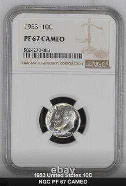 1953 Proof Roosevelt Dime PF67 Cameo 10c NGC
