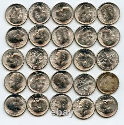 1953-S Roosevelt Silver Dime 50-Coin Roll San Francisco Uncirculated BP461