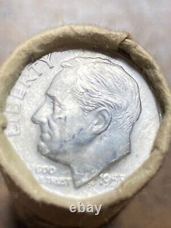 1953-d Roosevelt Dime Roll, Original Bank Wrapped, Bu! 50 Coins