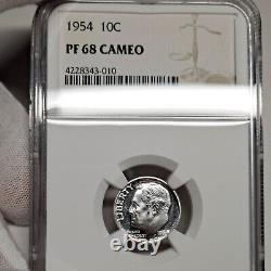 1954 PF68 Cameo Roosevelt Dime 10c Proof, NGC Graded PR68 CAM