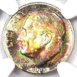1954-S Roosevelt Dime 10C Coin Rainbow Tone Certified NGC MS68 $1,000 Value