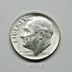 1955-P Roosevelt Dimes One Roll Roosevelt Dimes Uncirculated. 50 Dimes $5 Face