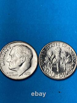 1955-p Roosevelt Dime Roll, Bu! 50 Coins